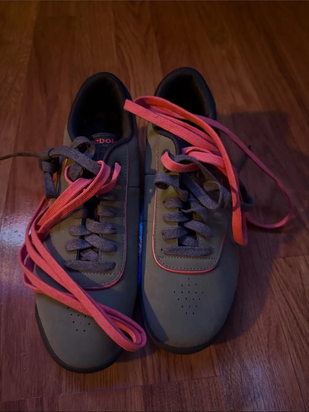 Reebok Green Sneakers with Pink Trim
